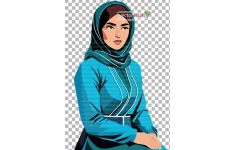 طرح png دختر پیرهن و روسری آبی محجبه ایرانی(سنتی)