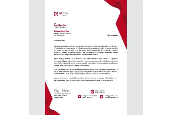 سربرگ شرکت رنگ قرمز