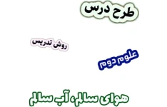 طرح درس و روش تدریس علوم دوم، درس2 : هوای سالم آب سالم