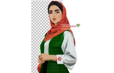 عکس png زن جوان با لباس پرچم ایران