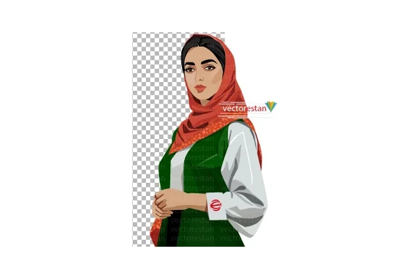 عکس png زن جوان با لباس پرچم ایران