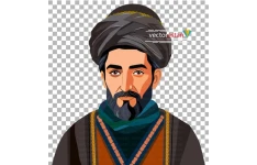 png پسرجوان دانشمند ایرانی قدیم با لباس عمامه و عبا