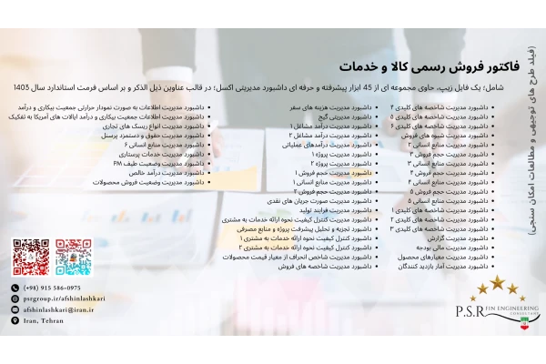 مجموعه ای از 45 ابزار پیشرفته و حرفه ای داشبورد مدیریتی اکسل