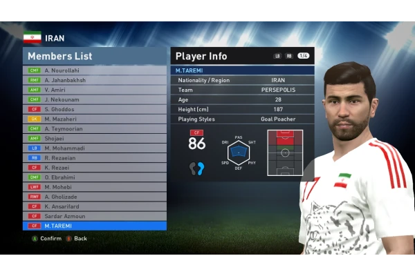 فایل ادیت تیم ملی فوتبال ایران در بازی PES 2016