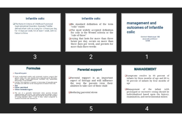 پاورپوینت management and outcomes of infantile colic