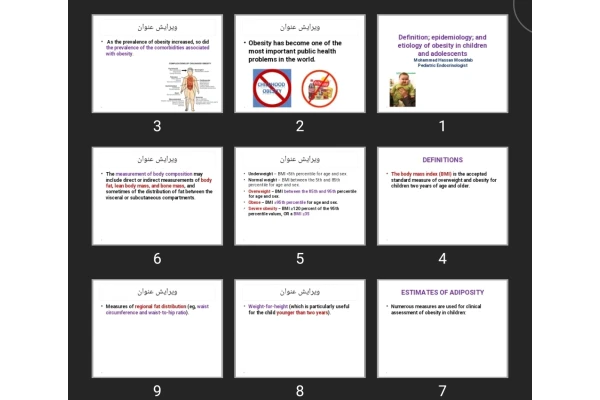 پاورپوینت Definition; epidemiology; and etiology of obesity in children and adolescents