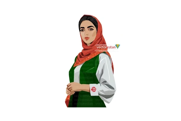 وکتور دخترجوان با لباس طرح پرچم ایران