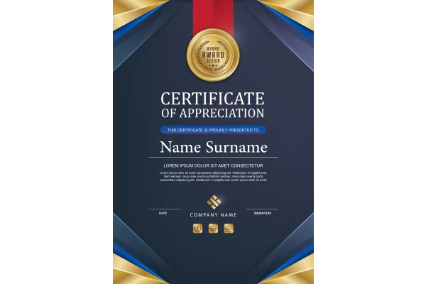 سرتیفیکیت مدرن و عمود ی طلا یی