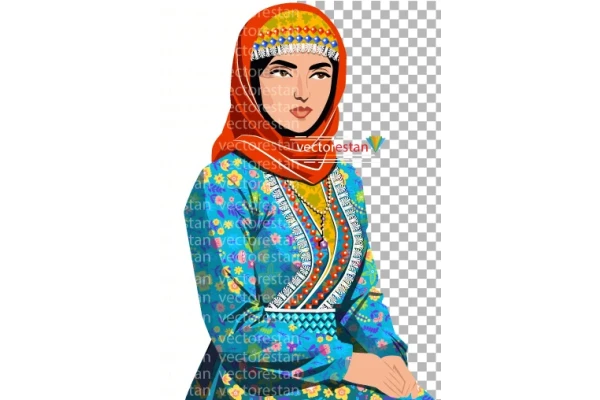 png زن باحجاب با لباس سنتی ایرانی