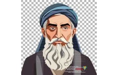 طرح png پیرمرد حکیم و دانای ایرانی(عمامه و عبا)