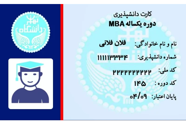 فایل پی اس دی کارت دانشپذیری دوره MBA دانشگاه تهران لایه باز قابل ویرایش