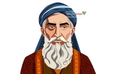 وکتور پیرمرد و دانشمند ایرانی با عبا و عمامه قدیمی و سنتی