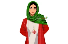 وکتور زن و پرچم سه رنگ ایران با گردنبند الله