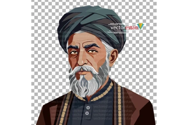 عکس بدون پس زمینه مرد مسن ایرانی قدیمی(عمامه و عبا)