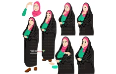 وکتور زن چادر مشکی محجبه ایرانی قابلیت متحرکسازی