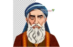 png پیرمرد با عبا و عمامه و پوشش سنتی و قدیمی ایران