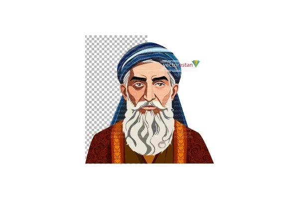 png پیرمرد با عبا و عمامه و پوشش سنتی و قدیمی ایران