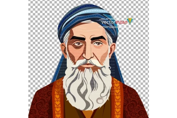 png پیرمرد با عبا و عمامه و پوشش سنتی و قدیمی ایران