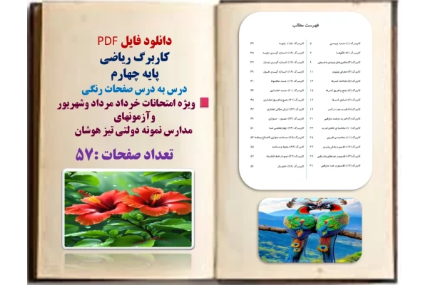 کاربرگ ریاضی پایه چهارم  درس به درس صفحات رنگی