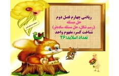 ریاضی چهارم فصل دوم حل مسئله  (رسم شکل، حل مسئله ساده‌تر) شناخت کسر، مفهوم واحد تعداد اسلاید:26