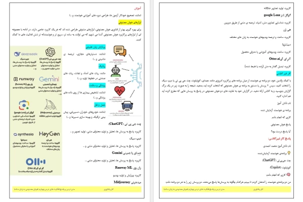 متن درس و راهنمای گام به گام درس چهارم (هوش مصنوعی به زبان ساده) کتاب کار و فناوری آزمایشی ششم دبستان