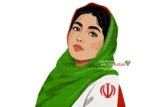 وکتور دخترمحجبه با پرچم ایران