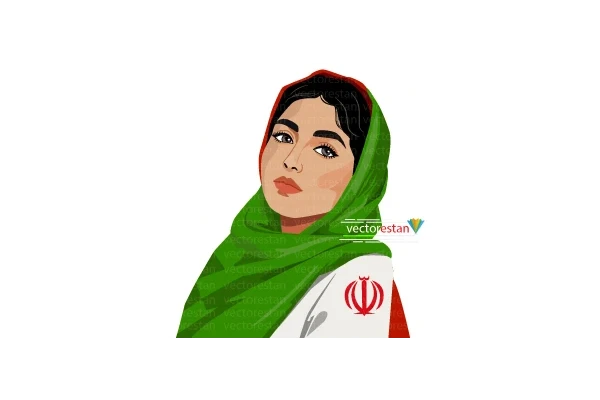 وکتور دخترمحجبه با پرچم ایران
