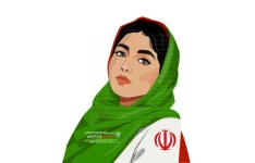 وکتور دخترمحجبه با پرچم ایران