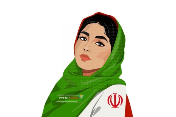 وکتور دخترمحجبه با پرچم ایران