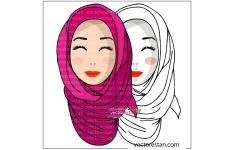 فایل لایه باز وکتور زن ایرانی با پوشش حجاب شال و روسری