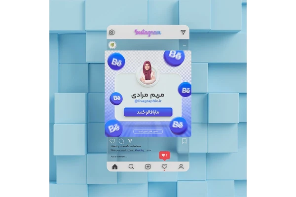 قالب پست اینستاگرام معرفی آدرس صفحه behance
