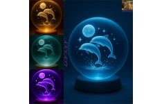 پک ۴تایی وکتور رئال گوی شیشه ای با طرح دلفین و ماه | با جلوه های نوری خاص