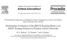 ترجمه مقاله انگلیسی: ارزیابی عملکرد متریک های مسیریابی IBETX بر روی پروتکل های مسیریابی DSDV در شبکه