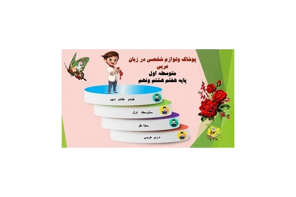 پاورپوینت پوشاک ولوازم خانگی در زبان عربی متوسطه اول  پایه های هفتم هشتم نهم