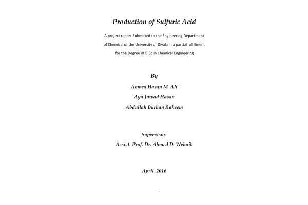 📝جزوه: production of Sulfuric Acid          🖊استاد: احمد حسن ام علی                (نسخه کامل)✅