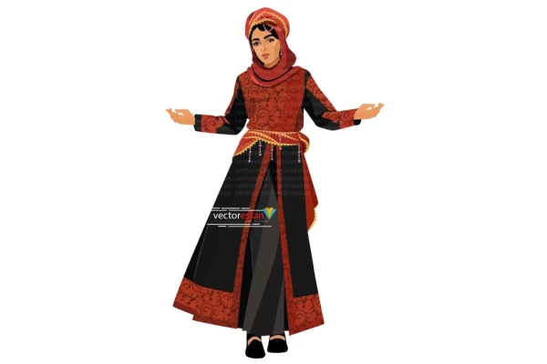 وکتور مدل زن جوان محجبه بالباس سنتی ایرانی(حجاب استایل)