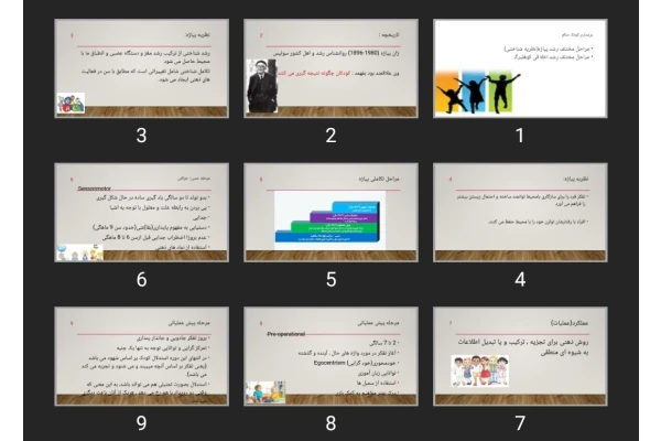 پاورپوینت مراحل مختلف رشد پیاژه (نظریه شناختی) و مراحل مختلف رشد اخلاقی کوهلبرگ