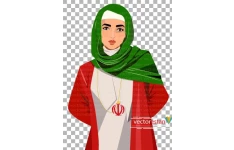 png دخترایرانی و پرچم ایران با هدبند