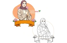 وکتور و png زن جوان باحجاب و پوشش اسلامی