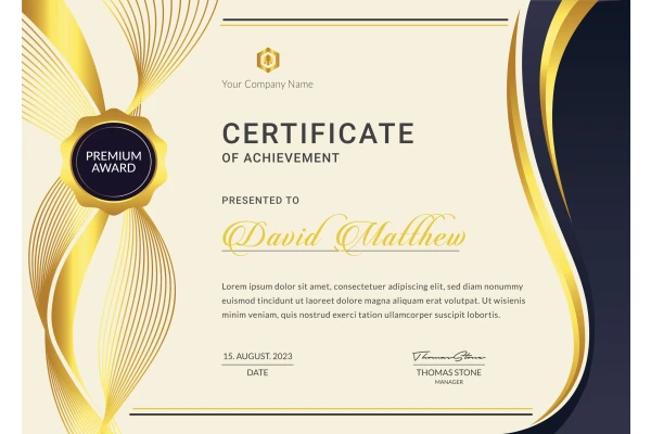 سرتیفیکت و لوح تقدیر طلایی