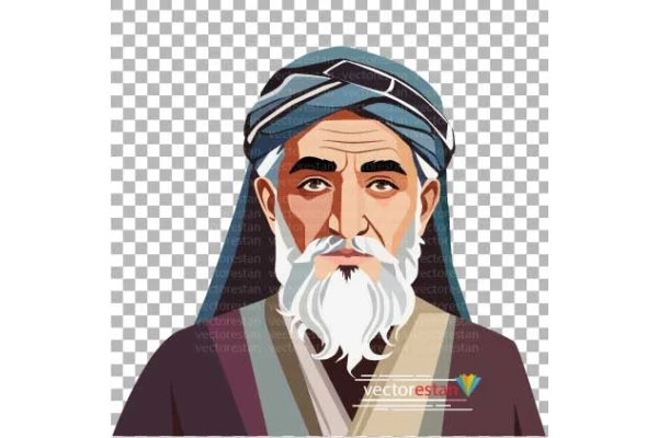 png پیرمردایرانی با عمامه و عبا(پوشش قدیمی)