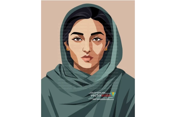 وکتور دخترجوان ایرانی محجبه با شال و روسری