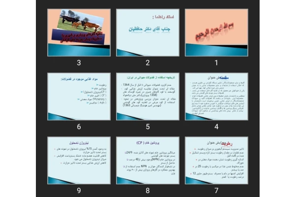 پاورپوینت تغذیه گاوهای شیری و پرواری با بستر