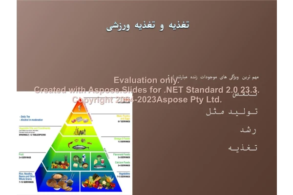 پاورپوینت تغذیه و تغذیه ورزشی      تعداد اسلاید : 31      نسخه کامل✅