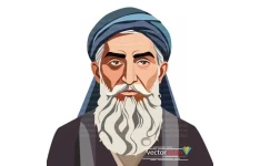وکتور مرد مسن قدیمی ایرانی با لباس عمامه و عبا
