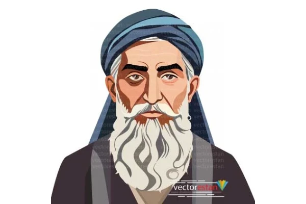 وکتور مرد مسن قدیمی ایرانی با لباس عمامه و عبا