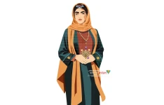 وکتور دخترایرانی محجبه مانتویی با لباس سنتی