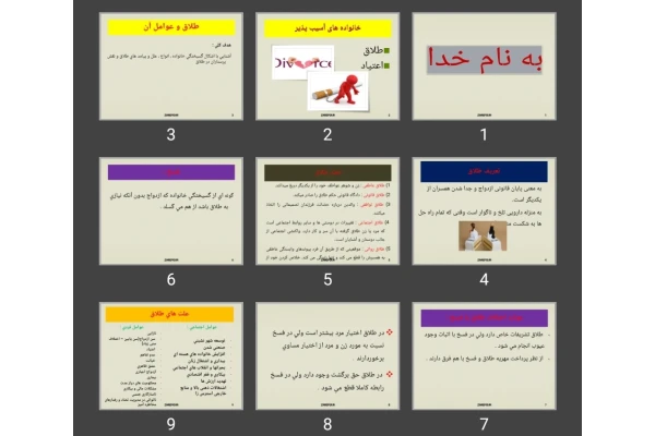 پاورپوینت خانواده های آسیب پذیر، طلاق و اعتیاد