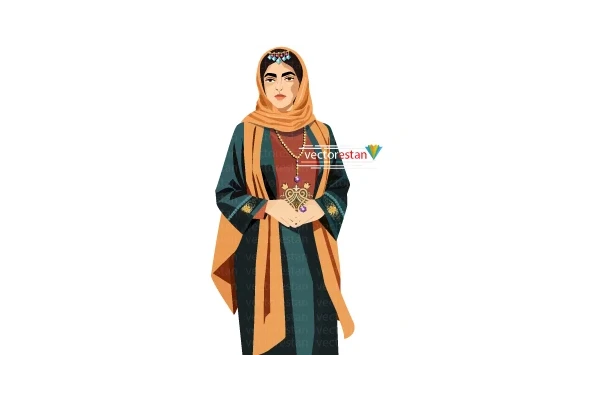 وکتور دخترایرانی محجبه مانتویی با لباس سنتی