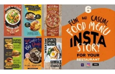 پروژه آماده افترافکت : استوری اینستاگرام منو رستوران Fun Casual Food Menu Instagram Stories